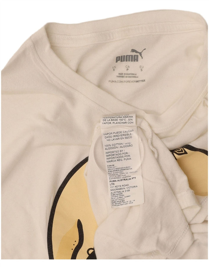 PUMA Herren-T-Shirt mit Grafik, Größe S, cremefarbene Baumwolle