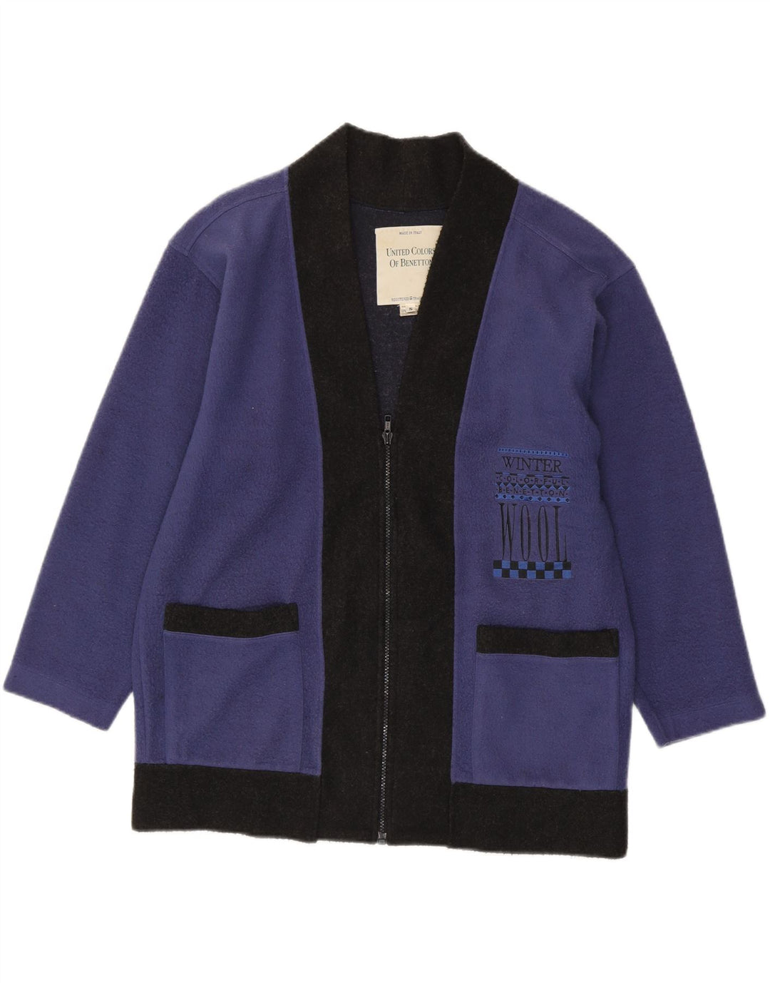 Benetton Herren-Cardigan mit lockerer Passform, klein, blau, Farbblock-Polyester