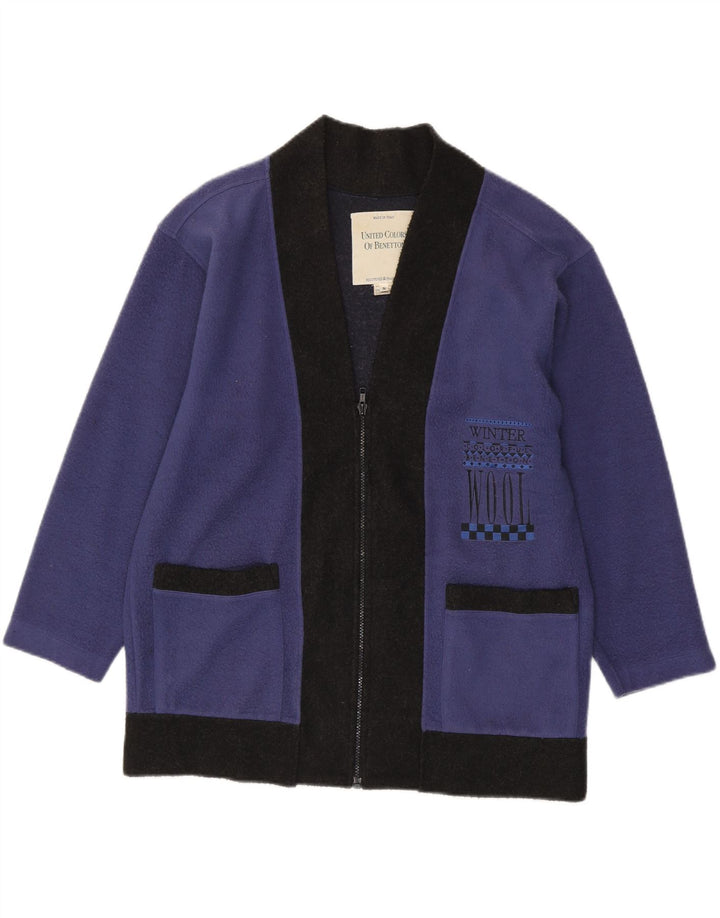 Benetton Herren-Cardigan mit lockerer Passform, klein, blau, Farbblock-Polyester