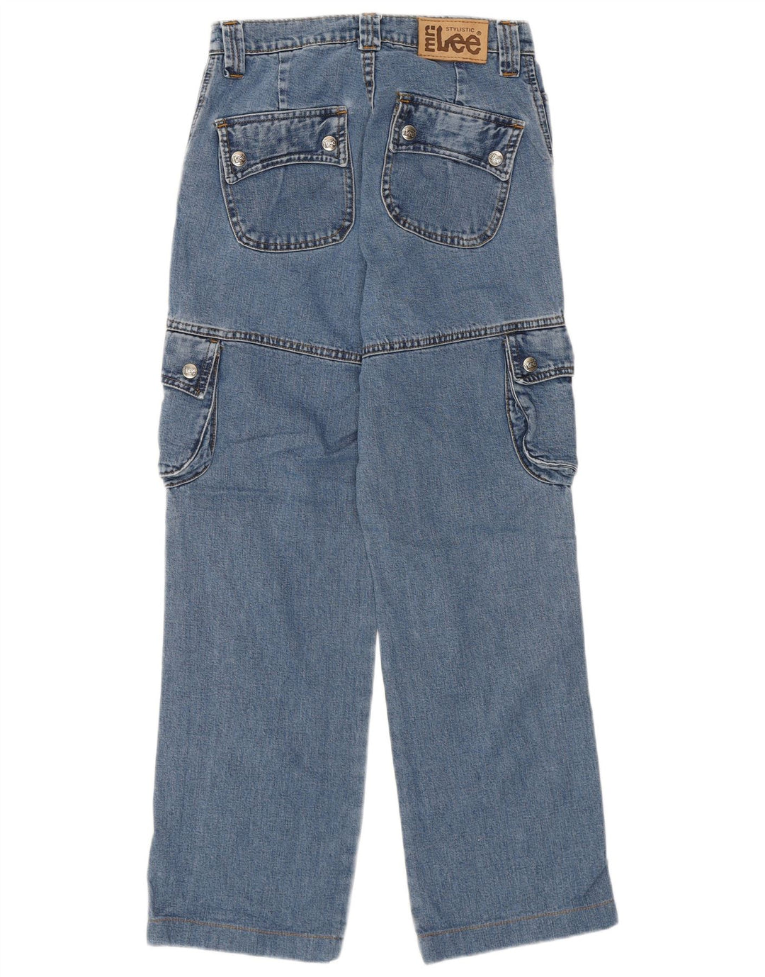 Lee Damen Cargo Straight Jeans W27 L27 Blaue Baumwolle