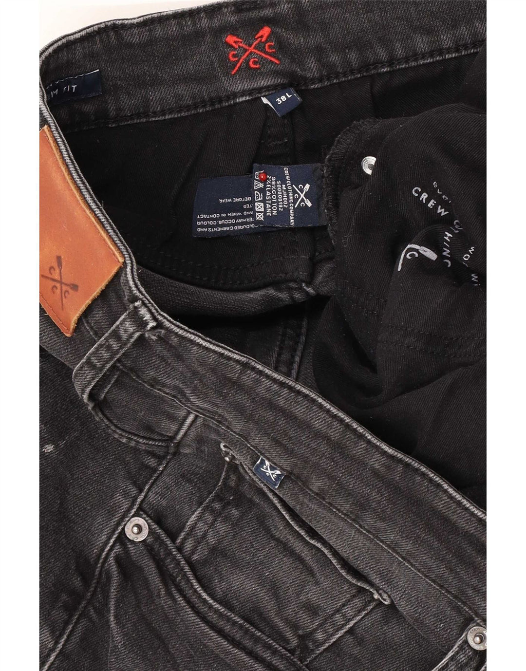 Crew Clothing Herren Slim Jeans W38 L33 Graue Baumwolle