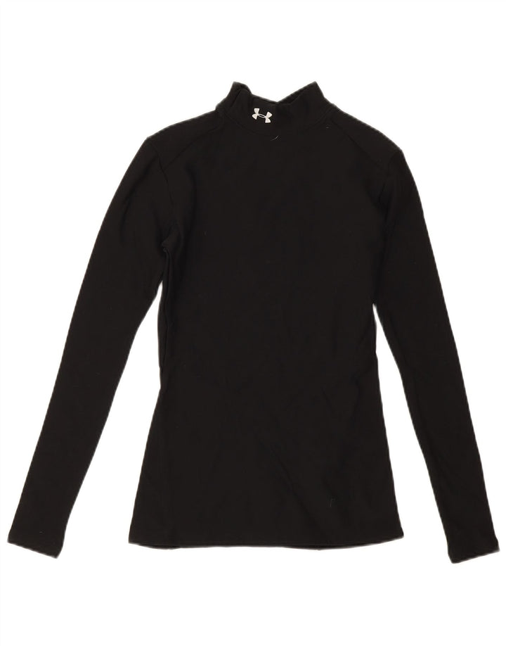 Under Armour Damen Top Langarm UK 10 Small Schwarz Nylon