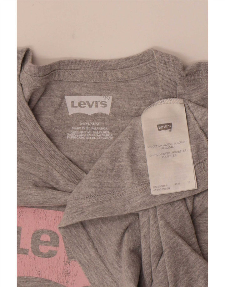 Levi's Womens Graphic T-Shirt Top UK 12 Mittelgrau gefleckte Baumwolle