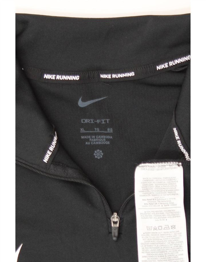 Nike Damen Dri Fit Graphic Zip Neck Pullover Trainingsanzug Top UK 18 XL Schwarz