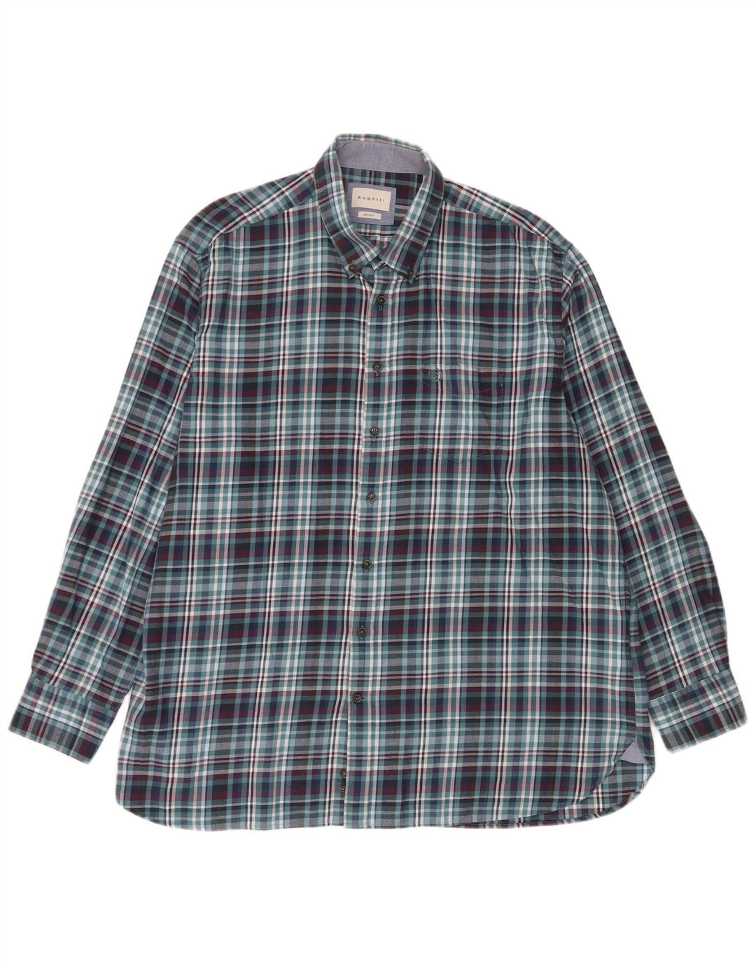 Bugatti Herren-Flanellhemd, Größe 45/46, 2XL, blau kariert, Baumwolle