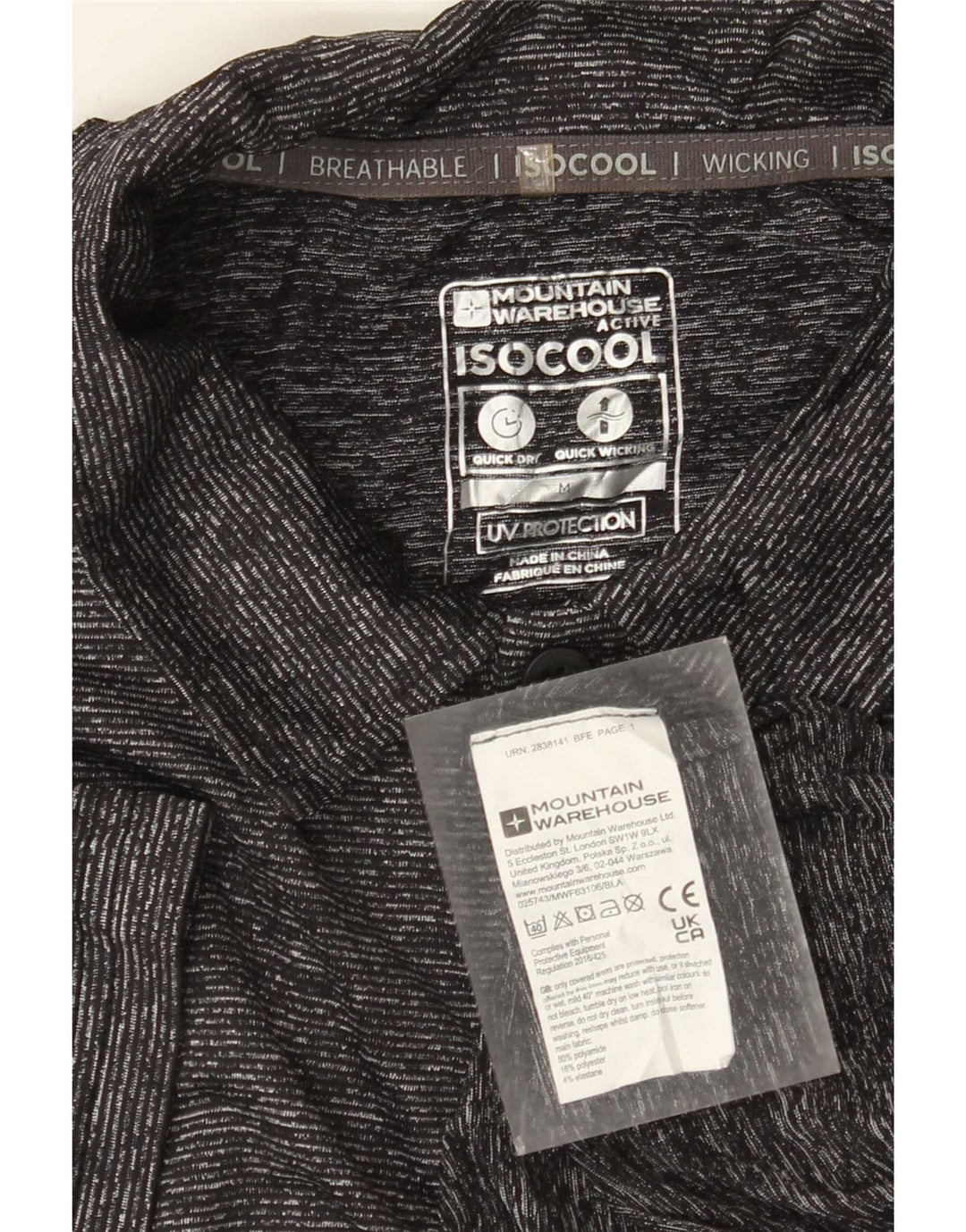 Mountain Warehouse IsoCool-Poloshirt für Herren, mittelgrau gesprenkeltes Polyamid