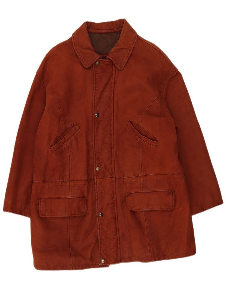 Quartadecade Herren Ledermantel UK 38 Mittelbraun