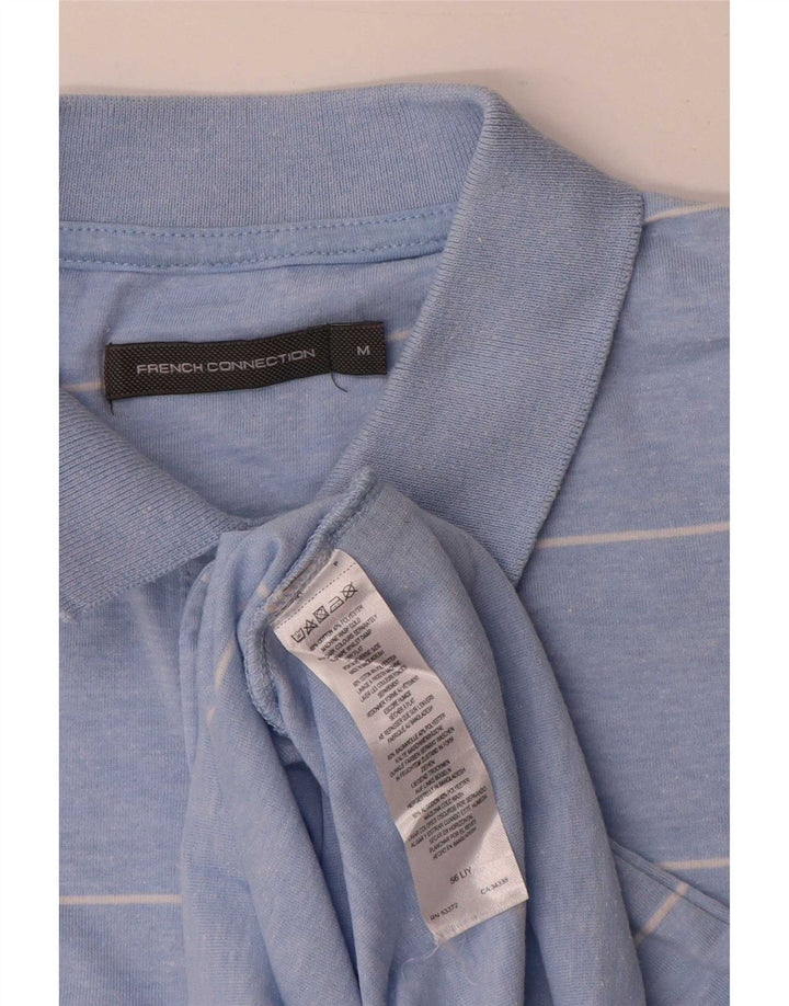 French Connection Herren-Poloshirt aus mittelblauer, gestreifter Baumwolle