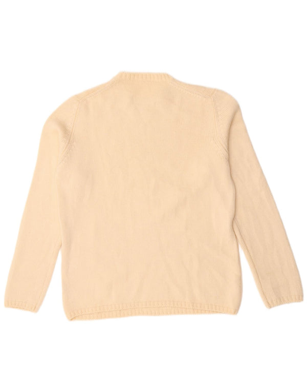 Vintage Damen Pullover mit Rundhalsausschnitt IT 44 Medium Off White Merinowolle