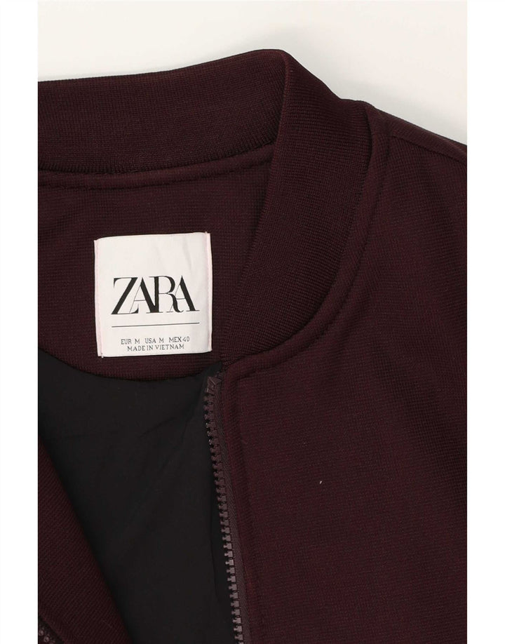Zara Herren Bomberjacke UK 38 Medium Burgund Polyester
