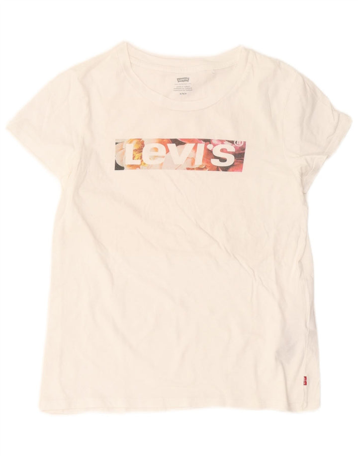 Levi's Damen-T-Shirt mit Grafik, UK 12, mittelweiße Baumwolle