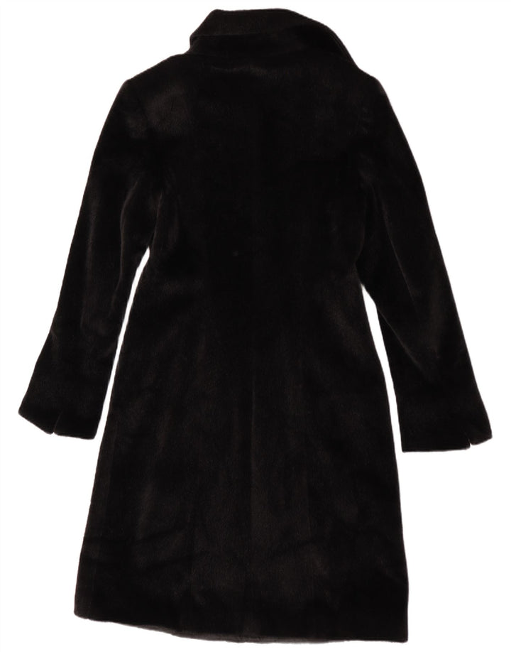 Vintage Damen Kunstfellmantel IT 42 Mittelschwarzes Polyester