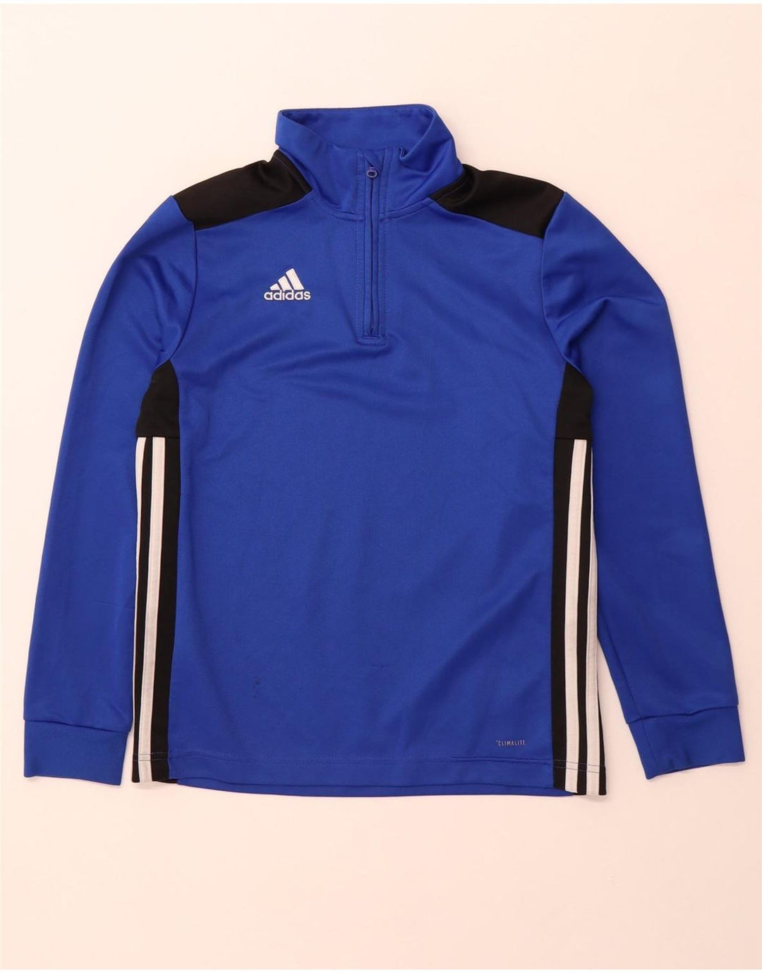ADIDAS Boys Climalite Sweatshirt Jumper 11-12 Years Blue Colourblock