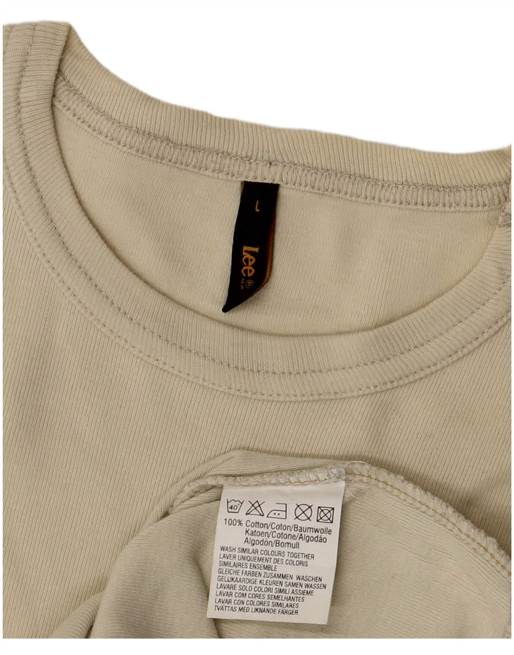 Lee Damen T-Shirt Top UK 14 Large Beige Baumwolle