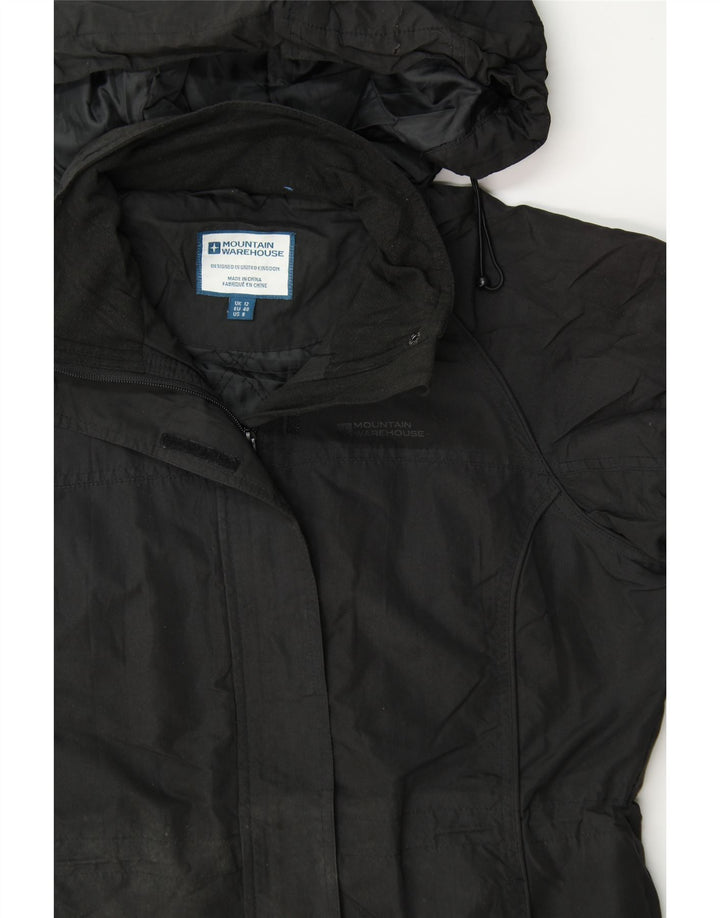 MOUNTAIN WAREHOUSE Womens Hooded Windbreaker Coat UK 12 Medium Black Vintage Mountain Warehouse and Second-Hand Mountain Warehouse from Messina Hembry 