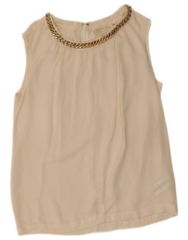 Michael Kors Damen ärmelloses Blusenoberteil UK 10 Small Off White Silk