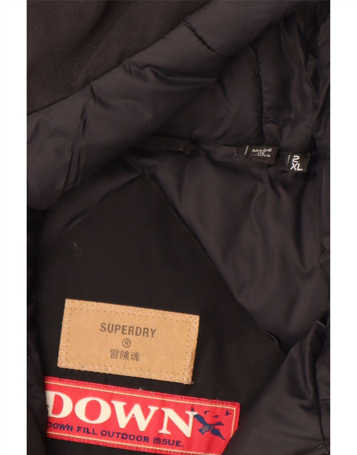 Superdry Herren-Mantel mit Kapuze, gepolstert, UK 44 2XL, Schwarz, Polyester