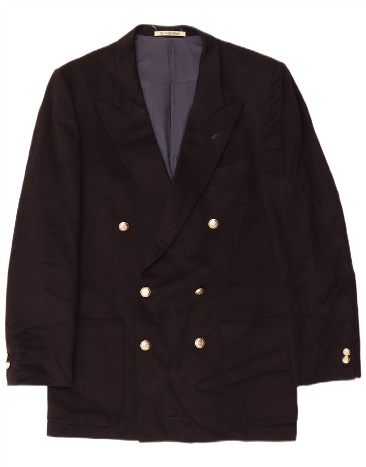 Valentino Zweireihiger Herren-Blazer IT 46 Small aus schwarzer Schurwolle