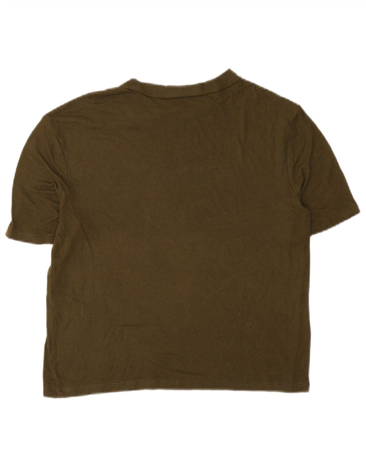 Zara Damen Crop T-Shirt Top UK 10 Small Khaki