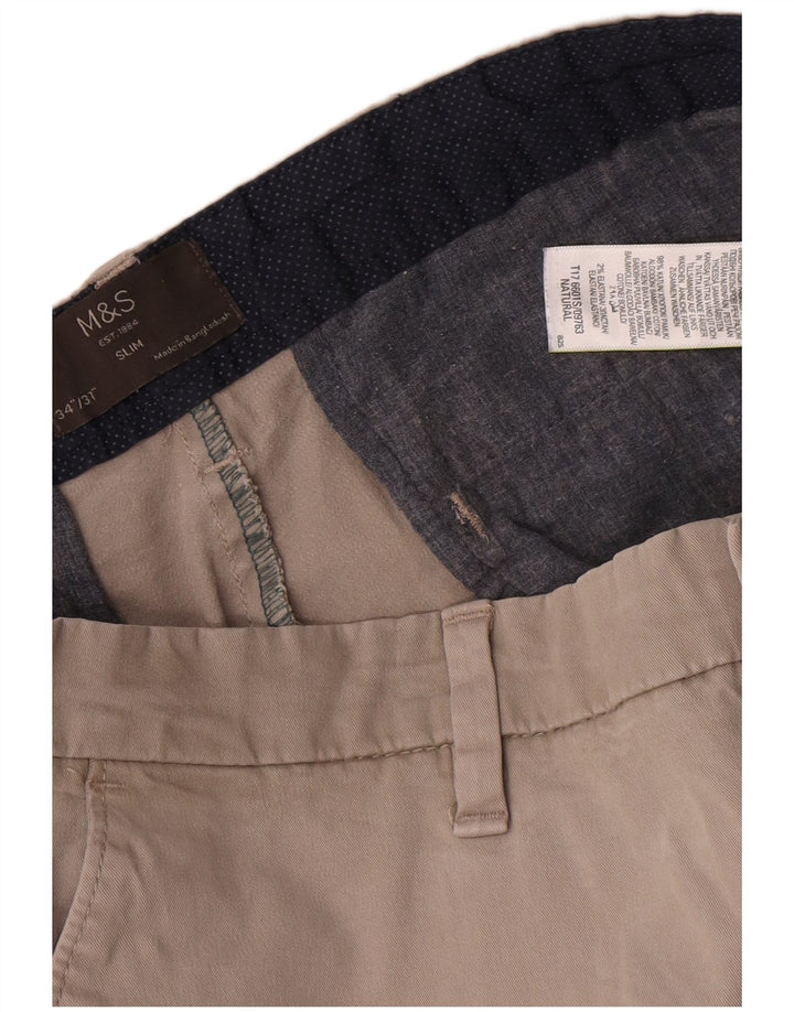 Marks & Spencer Slim Chino-Hose für Herren, W34, L31, graue Baumwolle