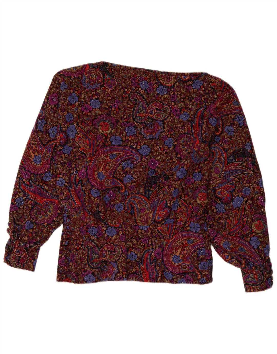 Vintage Damen LangarmBluse Top UK 12 Medium Mehrfarbig Paisley