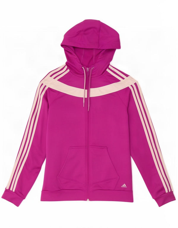 Adidas Damen Zip Hoodie Pullover UK 8/10 Small Lila Colourblock