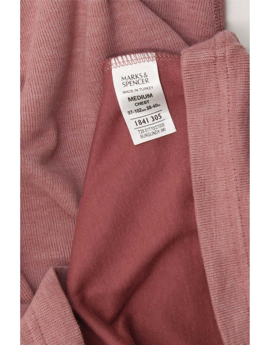 Marks & Spencer Herren-Oberteil „Harbor“, langärmlig, mittelblau, Burgunderrot, Baumwolle
