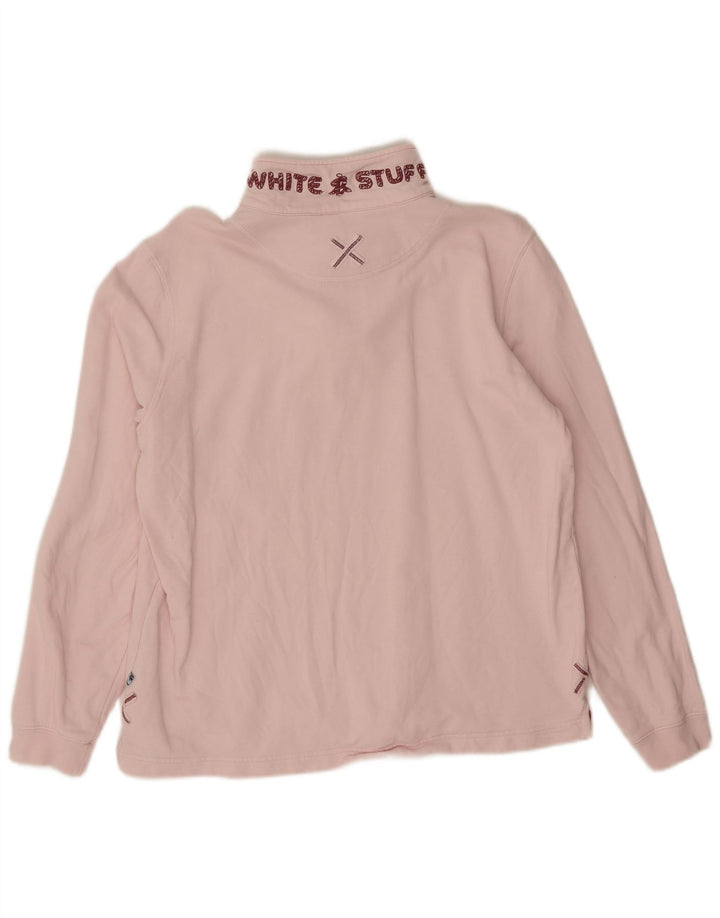 WHITE STUFF Damen-Sweatshirt mit Grafik und Reißverschluss am Hals, Gr. 12, Mittelrosa