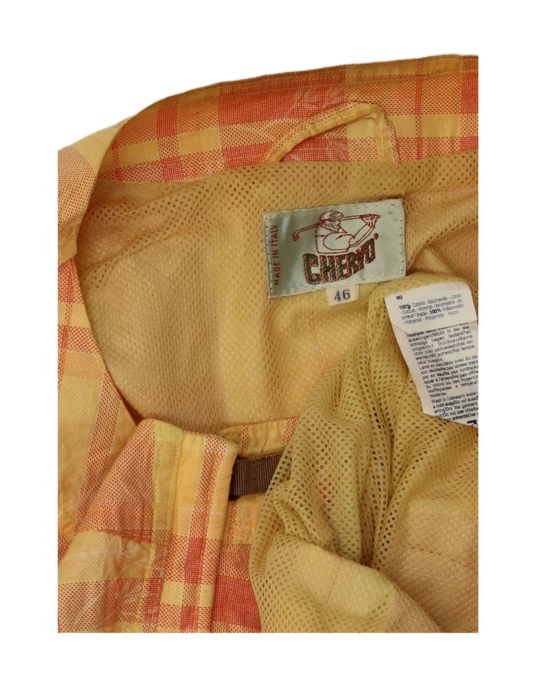 Vintage Damen Übergroße Weste IT 46 Große gelbe Karo-Baumwolle