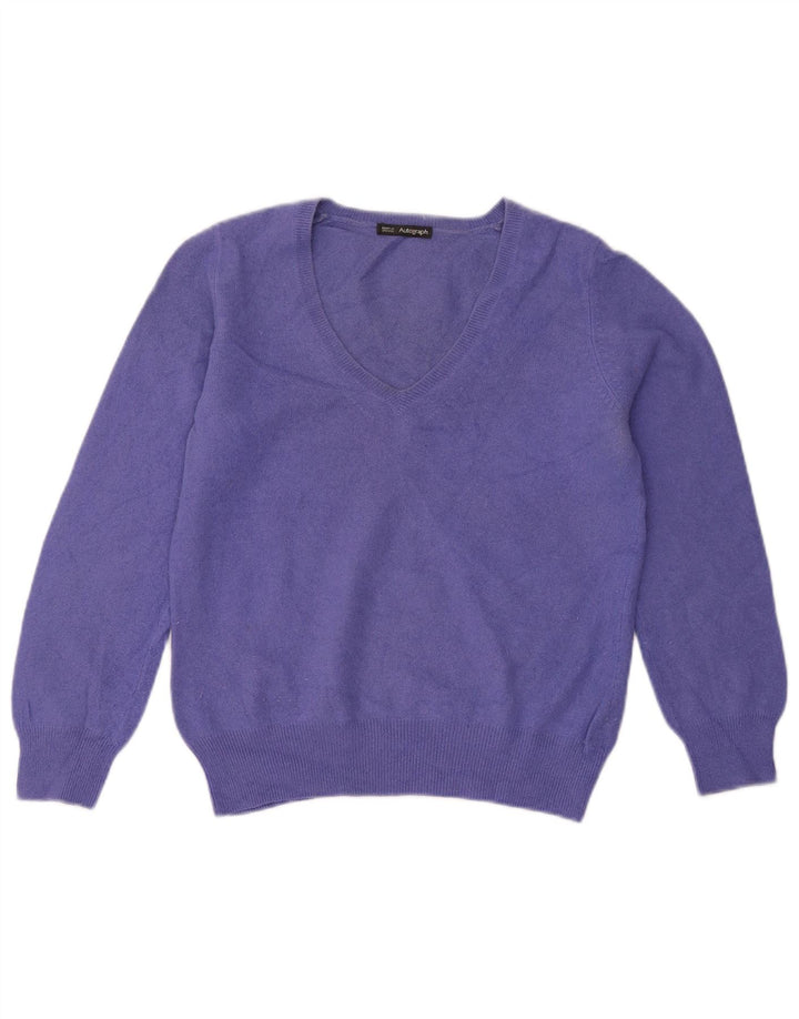 Marks & Spencer Damen Autograph Pullover mit V-Ausschnitt, UK 12, Mittelviolett