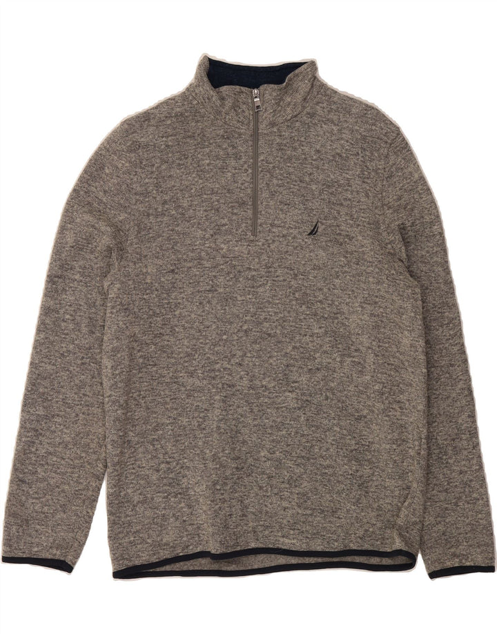 NAUTICA Mens Zip Neck Jumper Sweater Large Grey Vintage Nautica and Second-Hand Nautica from Messina Hembry 