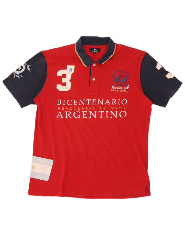 La Martina Herren Bicentenario de Revolucion Mayo Rugby-Poloshirt XL Rot