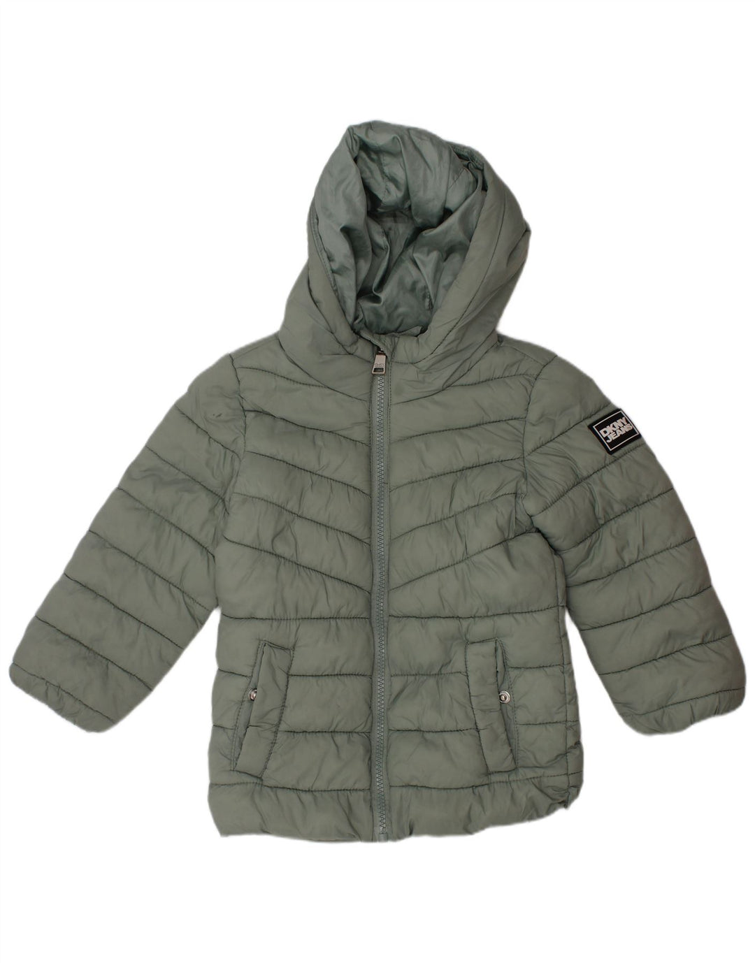 DKNY Baby-Mädchen-Kapuzenjacke, 18–24 Monate, grünes Nylon