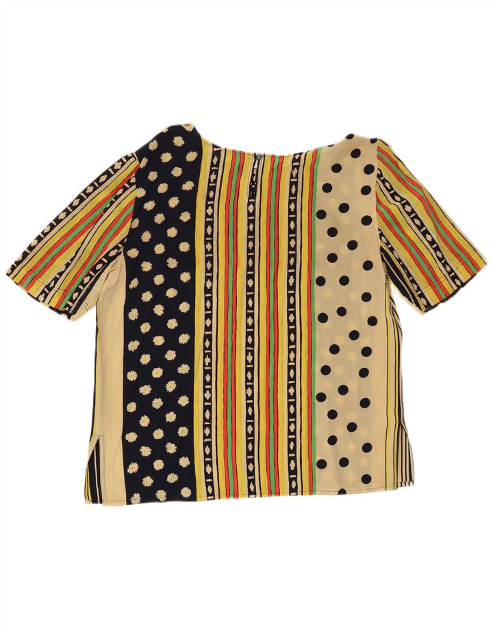 Vintage Damen Bluse Top UK 16 Groß Mehrfarbig Geometrisch