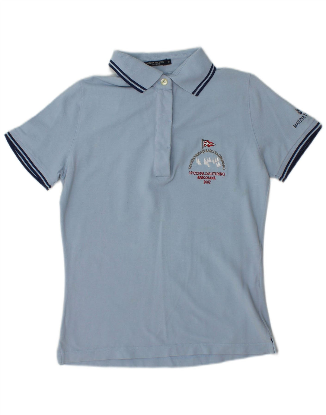 Marina Yachting Damen-Poloshirt mit Grafik, UK 10, Größe S, Blau, Baumwolle