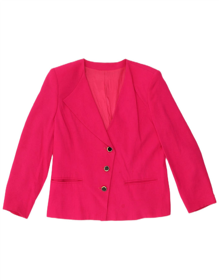 MARINA RINALDI Damen-Blazerjacke mit 3 Knöpfen, Größe 19, klein, Rosa
