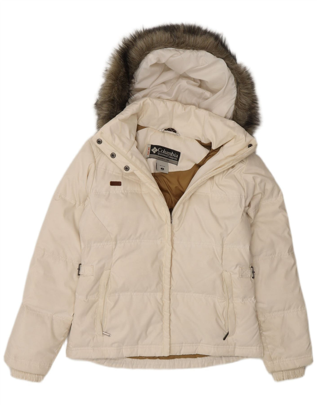 Columbia Damen-Kapuzen-Übergröße, wattierte Jacke, UK 10, Größe S, weiß, Polyester