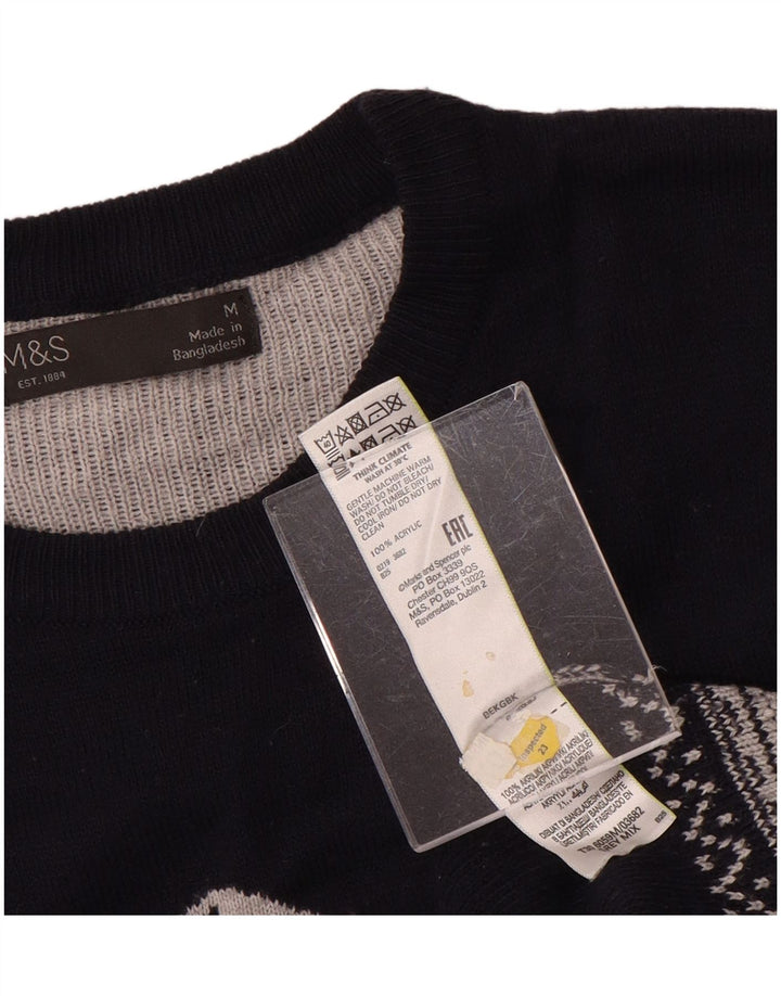 Marks & Spencer Herren-Pullover mit Rundhalsausschnitt, Mittelgrau, Farbblock