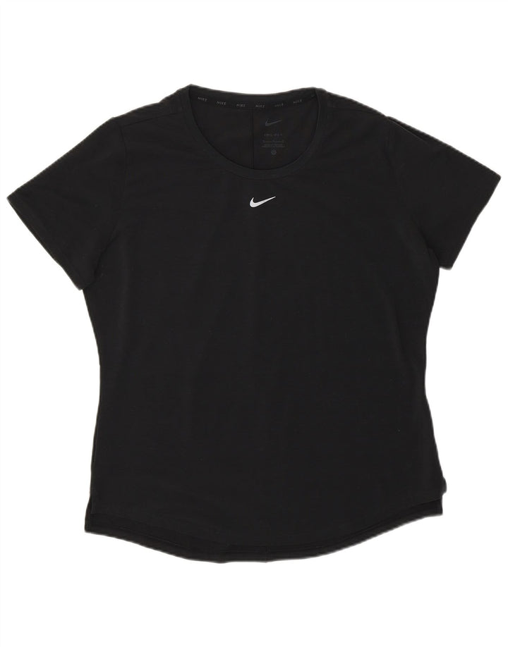 Nike Damen Dri Fit T-Shirt Top UK 14 Medium Schwarz