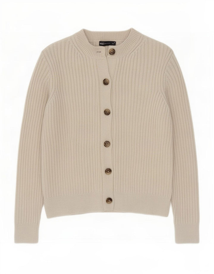 Marks & Spencer Damen-Cardigan-Pullover UK 12 Medium Off White Polyester