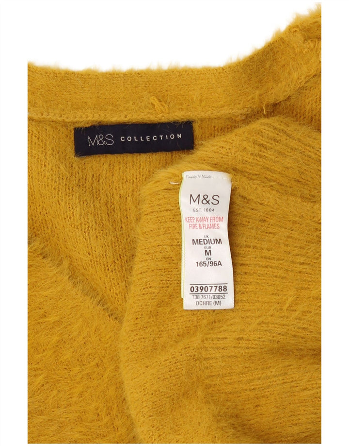 Marks & Spencer Damen-Pullover mit V-Ausschnitt, UK 14, Mittelgelb, Polyamid
