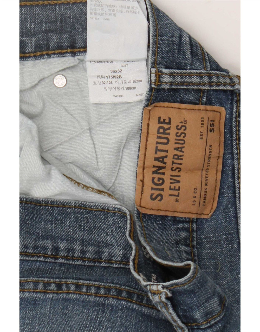Levi's Herren Signature Straight Jeans W36 L32 Blaue Baumwolle