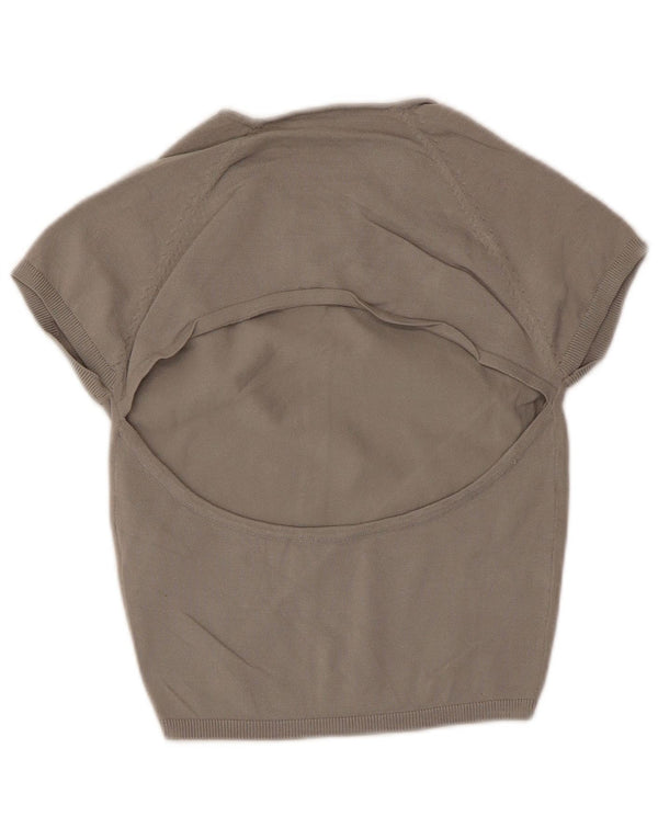 Zara Damen Crop Bluse Top UK 14 Große graue Viskose