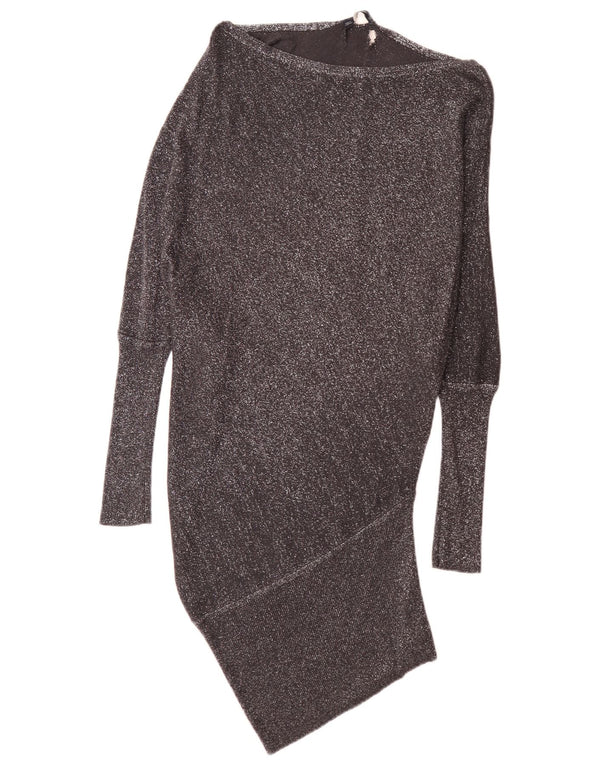 Zara Damen-Kleid mit langen Ärmeln und tiefer Taille, Gr. 12, Mittelschwarz, modern gefleckt