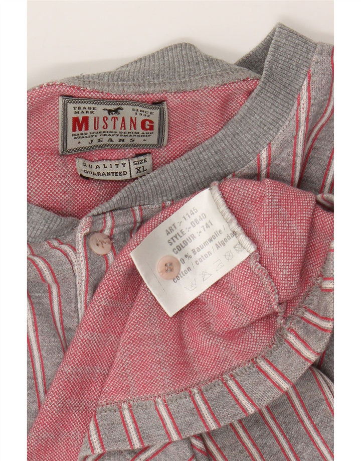 Mustang Herren T-Shirt Top XL grau gestreift aus Baumwolle