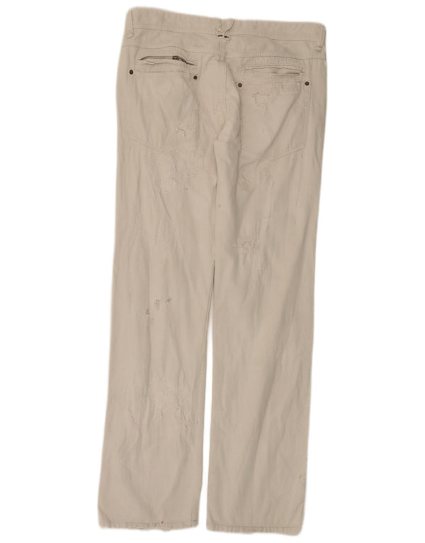 Dolce & Gabbana Mens Distressed Straight Jeans W38 L35 Off White