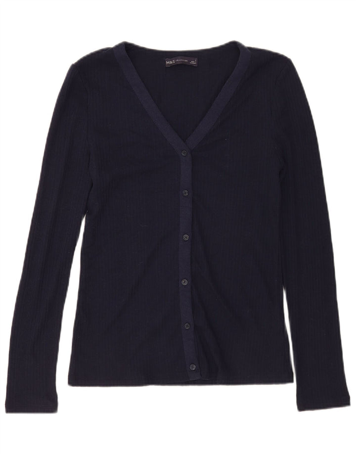 Marks & Spencer Damen Hemdbluse UK 8 Small Marineblau Polyester