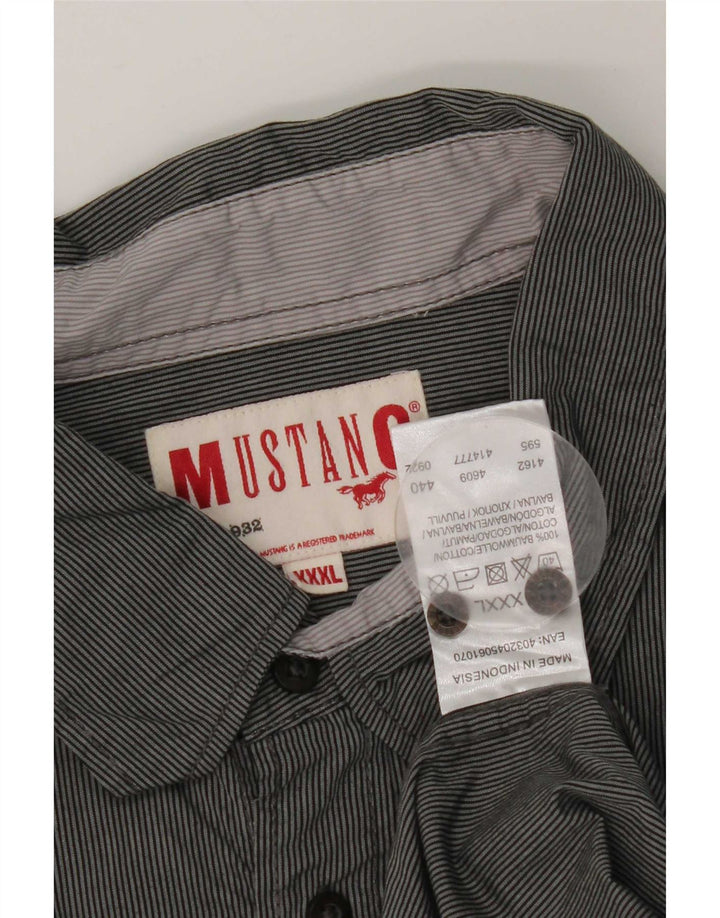 Mustang Herrenhemd 3XL grau gestreift aus Baumwolle