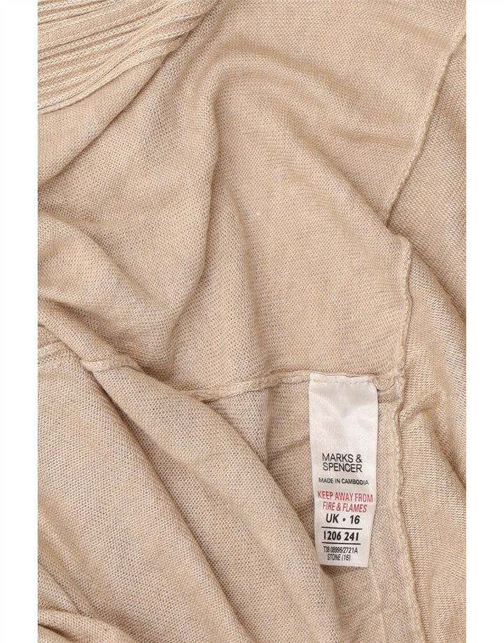 Marks & Spencer Damen Asymmetrischer Cardigan-Pullover UK 16 Large Beige