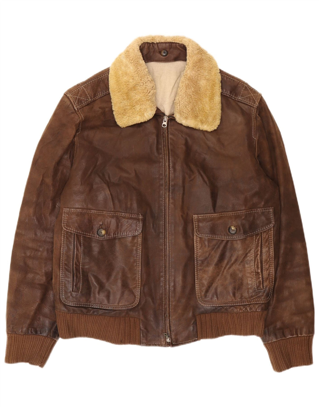 Vintage Herren Lederjacke IT 52 XL Braunes Leder